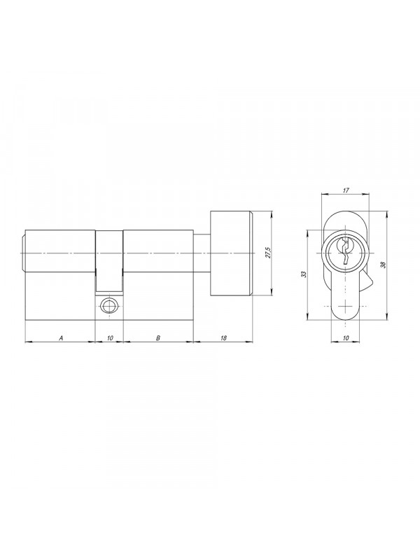 Цилиндровый Ajax (Аякс) механизм (AZ102/70) AZ1002Knob70 (30+10+30) CP хром