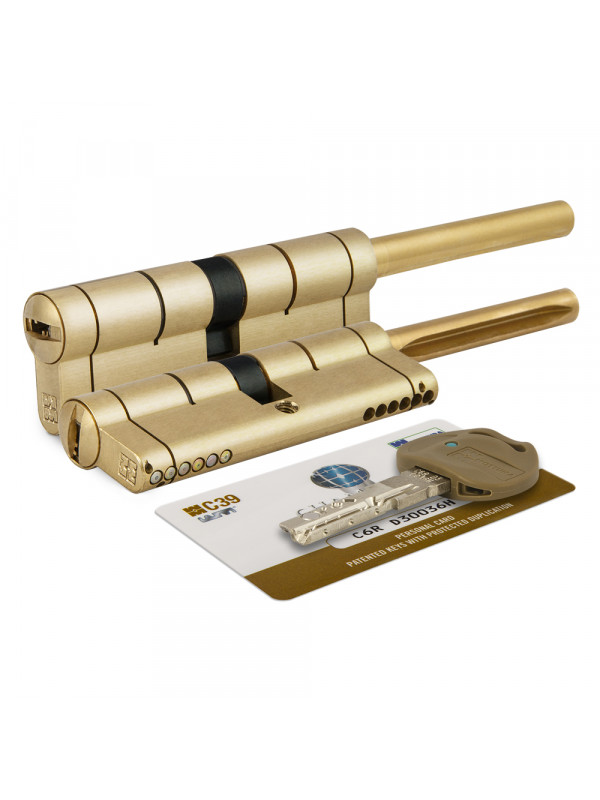 Цилиндровый механизм Mottura (Моттура) под вертушку (дл. шток) C39P513101LC5 (82 мм/46+10+26), ЛАТУНЬ (PVD)