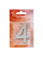 Цифра Fuaro (Фуаро) "4" самоклеящаяся ABS (50х37) (FUARO) CP хром