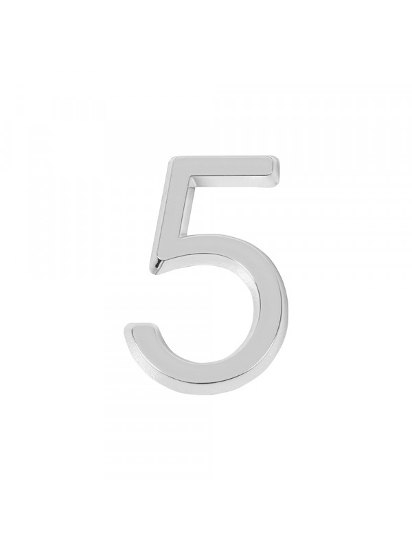 Цифра Fuaro (Фуаро) "5" самоклеящаяся ABS (50х37) (FUARO) CP хром