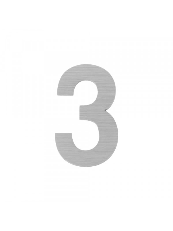 Цифра Fuaro (Фуаро) "3" самоклеящаяся SS304 (50х30) (FUARO) SSC сатинированный хром
