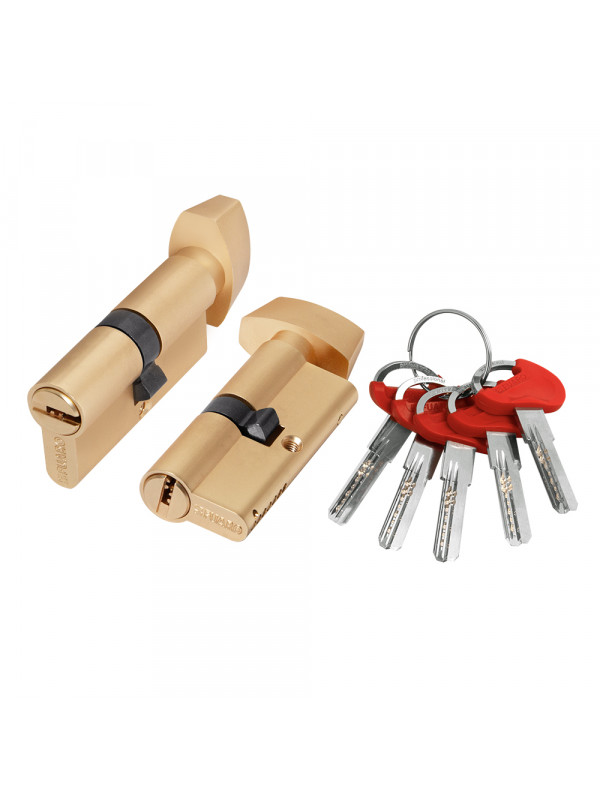 Цилиндровый Fuaro (Фуаро) механизм (D-PRO502/70) D-PRO5002KnobRL70(30+10+30) SSG-39 сатинированное золото 5Key